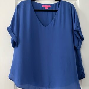 VGUC Lilly Pulitzer Royal Blue V-Neck Blouse